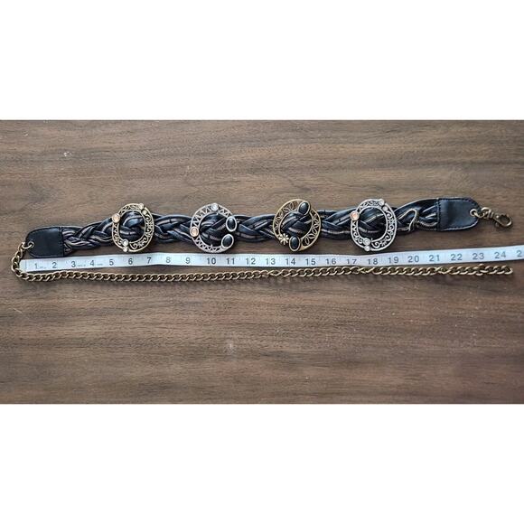 Chico's Belt Silver & Brass Tone Braided Ornate Adjustable Chain Belt OS - Picture 5 of 6